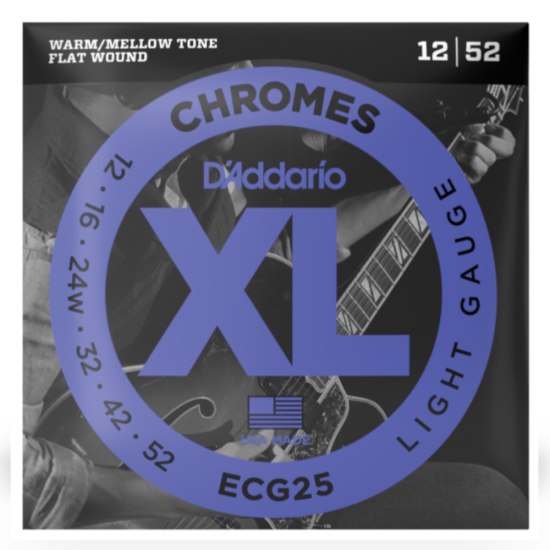 D'addario ECG25 Chrome Flat Wound 12-52 Light