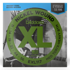 D'addario EXL117 Nickel 11-56 Medium Top/Extra Heavy Bottom