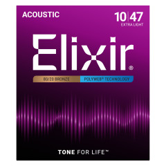 Elixir 80/20 Bronze PolyWeb 10-47(11000) Extra Light akusztikus húrkészlet
