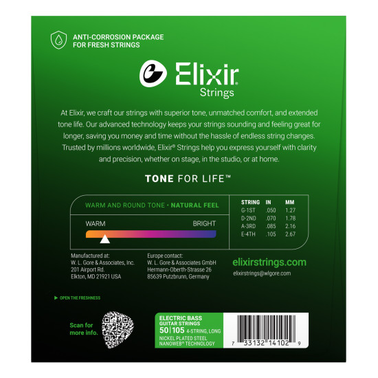 Elixir NanoWeb (14102) 50-105 Medium basszusgitár húrkészlet