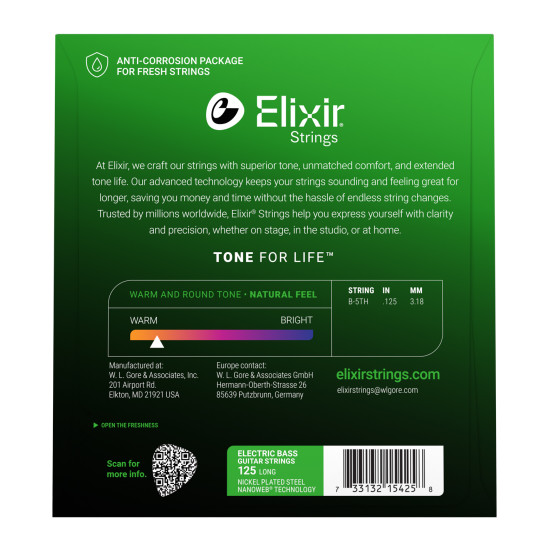 Elixir NanoWeb (15425) 5th .125 Super Light B basszugitár húr