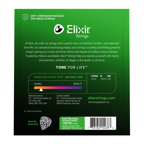 Elixir NanoWeb (15433) 5th .130 Light XL Extra Long B basszusgitár húr