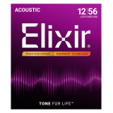 Elixir Phosphor Bronze NanoWeb (16077) 12-56 Light-Medium akusztikus húrkészlet