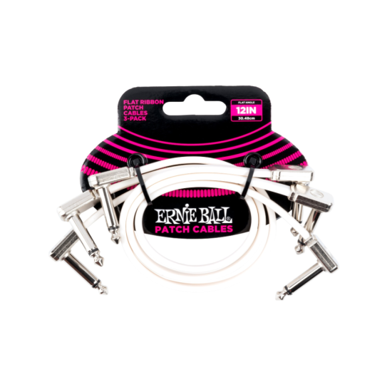 Ernie Ball 6386 Flat Ribbon Patch Kábel 30cm Fehér