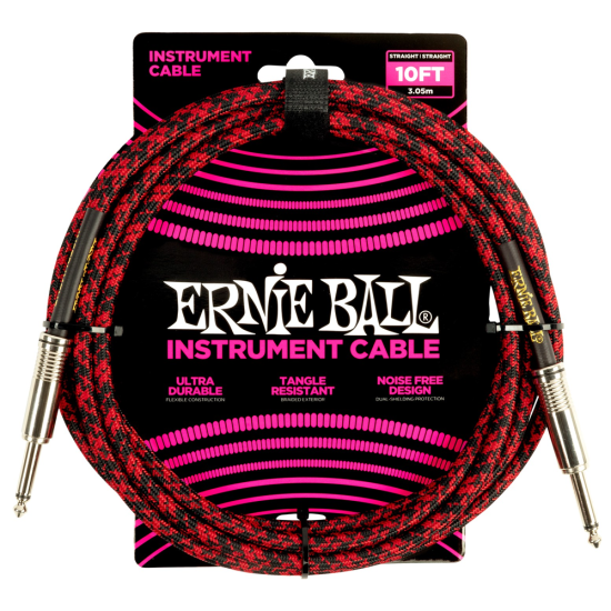 Ernie Ball 6394 fekete-piros szövetkábel 3m