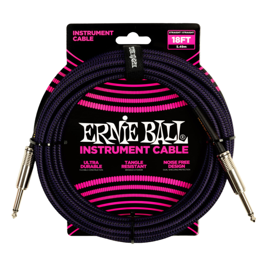 Ernie Ball 6395 fekete-lila szövetkábel 5.5m