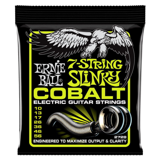 Ernie Ball 2728 Cobalt Slinky húrkészlet 10-56 7 húros húrkészlet
