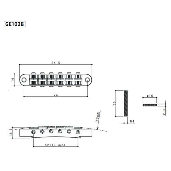 Gotoh GE103B-B Tune-o-matic húrláb fekete