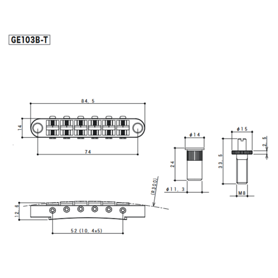 Gotoh GE103B-T-CK Tune-o-matic húrláb Cosmo Black