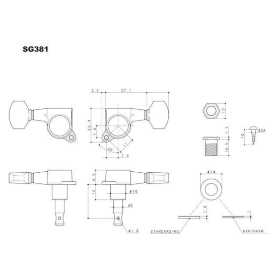 Gotoh SG381-04 L3+R3 Chrome gitár hangolókulcs készlet