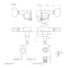 Gotoh SG381-07 6L Black gitár hangolókulcs készlet