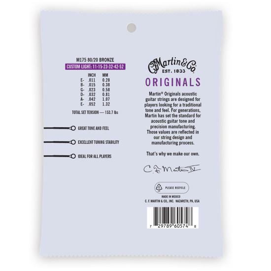 Martin M-175 Bronze 11-52 akusztikus gitár húr