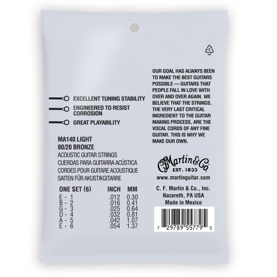 Martin MA-140 80/20 Bronze Light 12-54 akusztikus húr