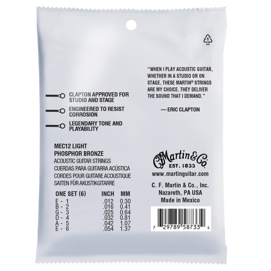 Martin MEC-12 Eric Clapton 92/8 foszfor-bronz 12-54