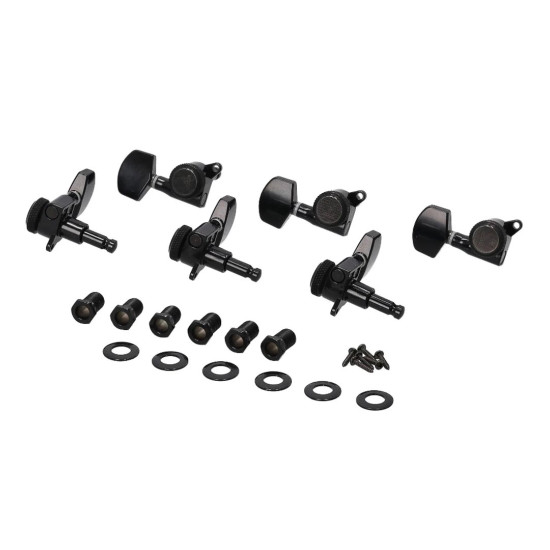 Kluson Modern Backlock 3+3 satus hangolókulcs készlet fekete nagy gombbal