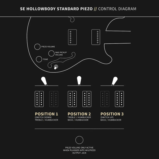 PRS SE Hollowbody Standard Piezo Dog Hair Smokeburst