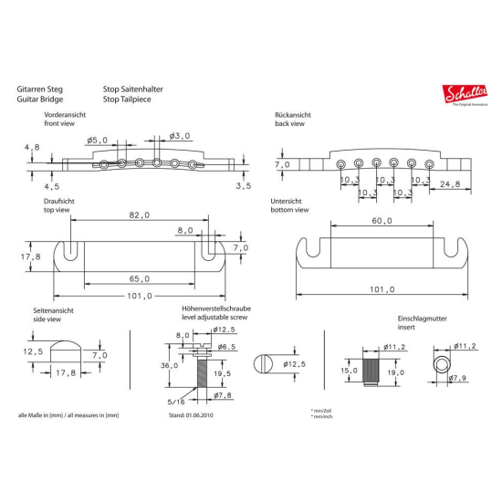 Schaller Stop Tailpiece Nickel