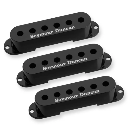 Seymour Duncan Pickup Cover Set for Strat - Black with Logo