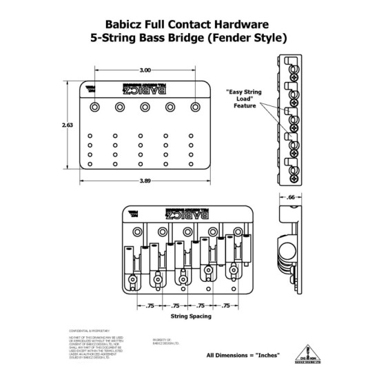 Babicz FCH5GDP 5 húros basszus húrláb arany