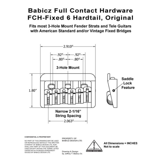 Babicz FCHHT6GDP elektromos gitár húrláb arany
