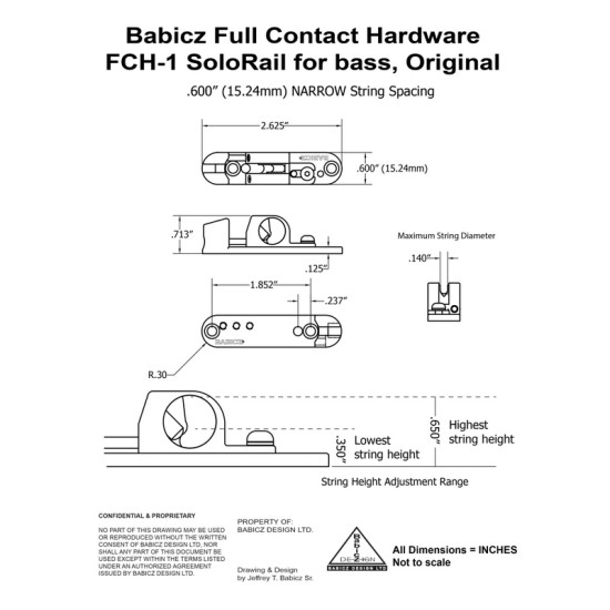 Babicz FCHSRGD basszusgitár húrláb baba arany (1db)