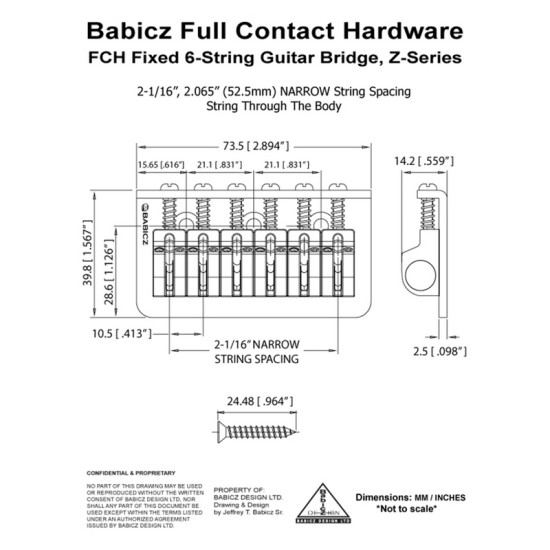 Babicz FCHZ3HTBK elektromos gitár húrláb fekete
