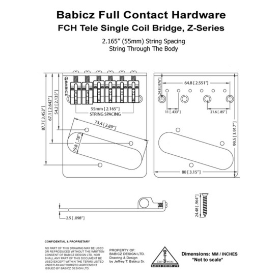Babicz FCHZTLSCHP telecaster húrláb króm