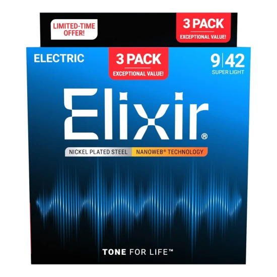 Elixir NanoWeb (16566) 9-42 Super Light elektromos húrkészlet 3db