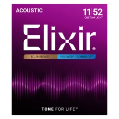 Elixir 80/20 Bronze PolyWeb 11-52(11025) Custom Light akusztikus húrkészlet