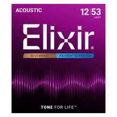 Elixir 80/20 Bronze PolyWeb 12-53 (11050) Custom Light akusztikus húrkészlet