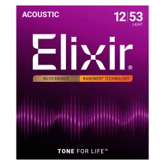 Elixir 80/20 Bronze NanoWeb 12-53(11052) Light akusztikus húrkészlet