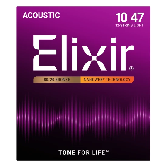 Elixir 80/20 Bronze NanoWeb 10-47(11152) 12 húros Light akusztikus húrkészlet