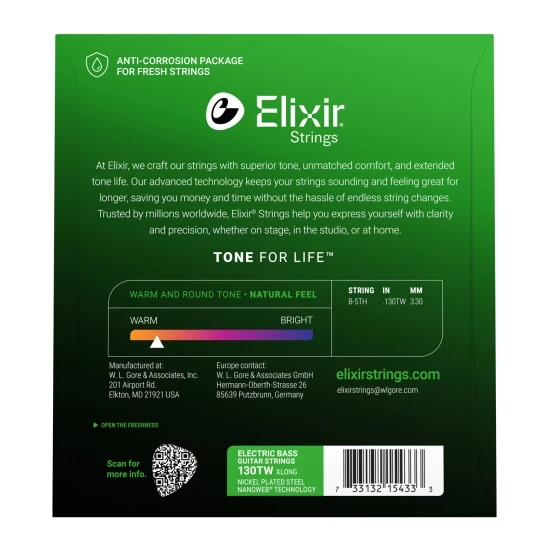 Elixir NanoWeb (15433) 5th .130 Light XL Extra Long B basszusgitár húr