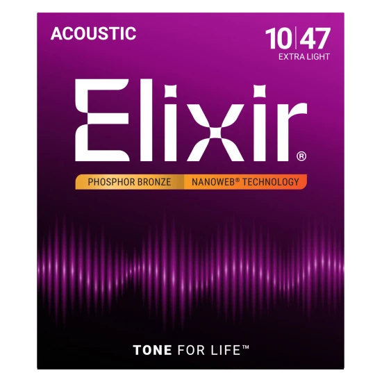Elixir Phosphor Bronze NanoWeb (16002) 10-47 Extra Light akusztikus húrkészlet