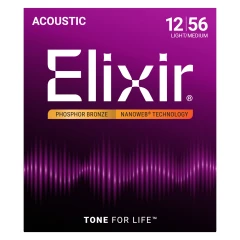 Elixir Phosphor Bronze NanoWeb (16077) 12-56 Light-Medium akusztikus húrkészlet