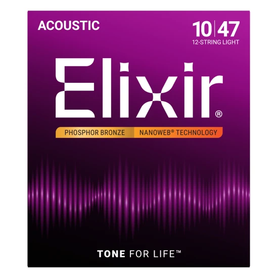 Elixir Phosphor Bronze NanoWeb (16152) 10-47 12 húros Light akusztikus húrkészlet
