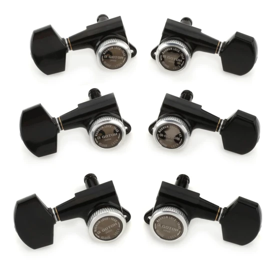Gotoh SG381-01 MG-T 3L+3R Black satus gitár hangolókulcs készlet