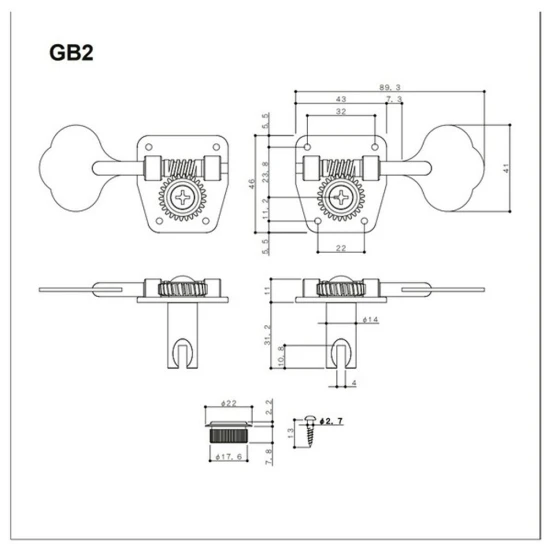Gotoh GB2-4L Nickel basszusgitár hangolókulcs