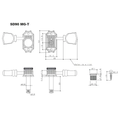 Gotoh SD90 MG-T-SLB Gold satus gitár hangolókulcs készlet