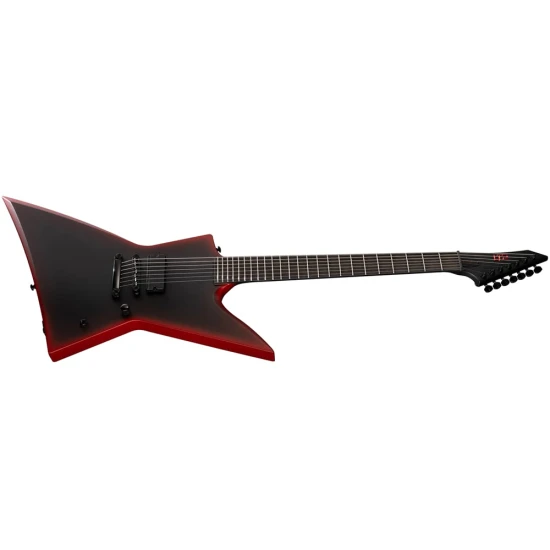 LTD EXL-7 BARITONE BLACK METAL Black Redburst Satin