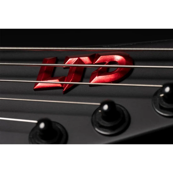 LTD EXL-7 BARITONE BLACK METAL Black Redburst Satin