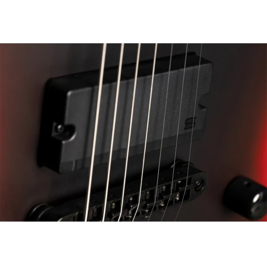 LTD EXL-7 BARITONE BLACK METAL Black Redburst Satin
