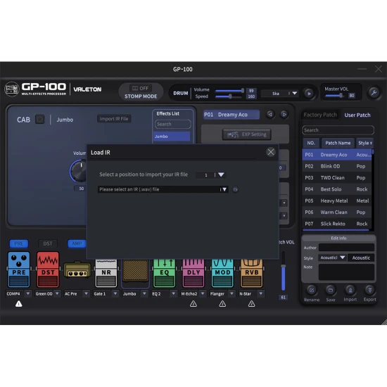 Valeton GP-100VT multi-effekt processzor pedál - Jewel Violet