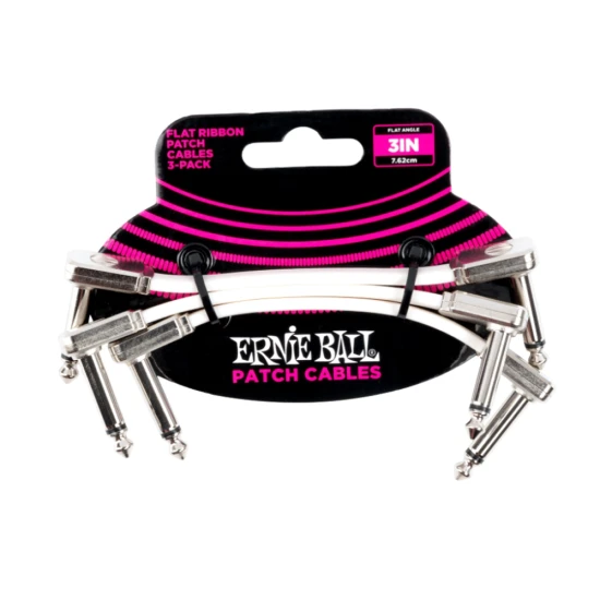 Ernie Ball 6384 Flat Ribbon Patch Kábel 7,5cm Fehér