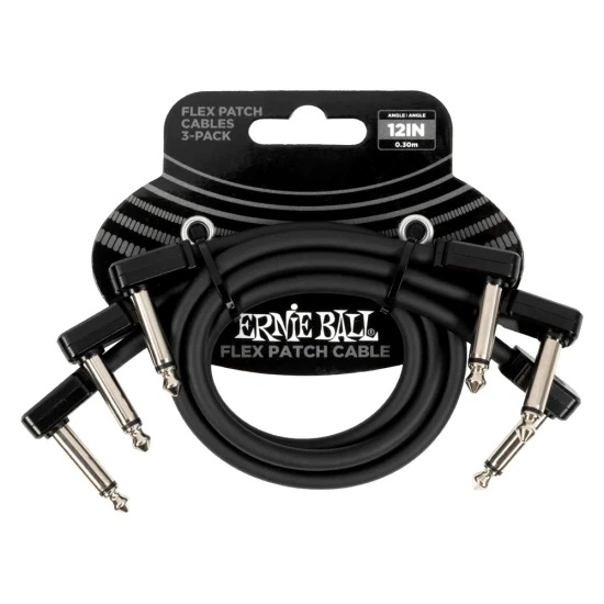 Ernie Ball 6445 Flat Patch Kábel 30cm Fekete