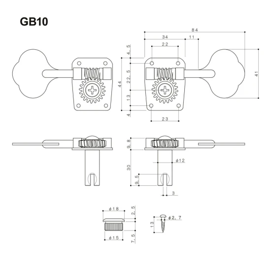 Gotoh GB10-4L Nickel basszusgitár hangolókulcs