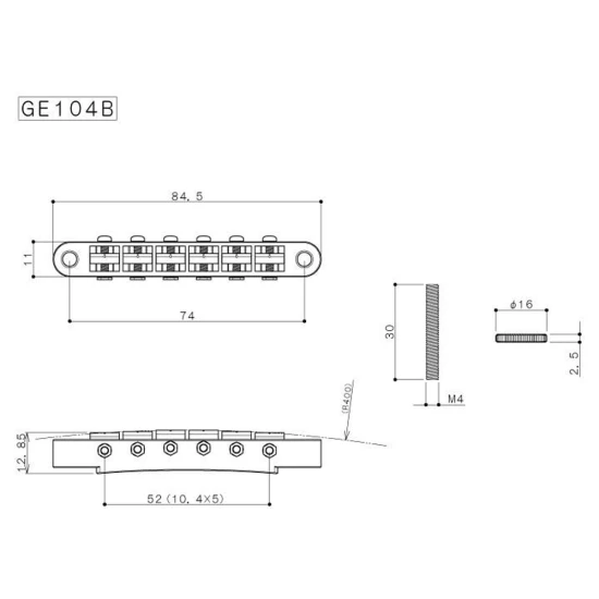 Gotoh GE104B-N Tune-o-matic húrláb nikkel