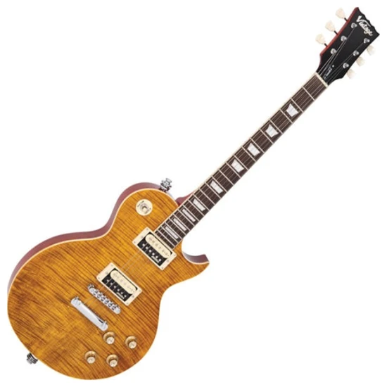 Vintage V100AFD Flamed Amber Paradise elektromos gitár